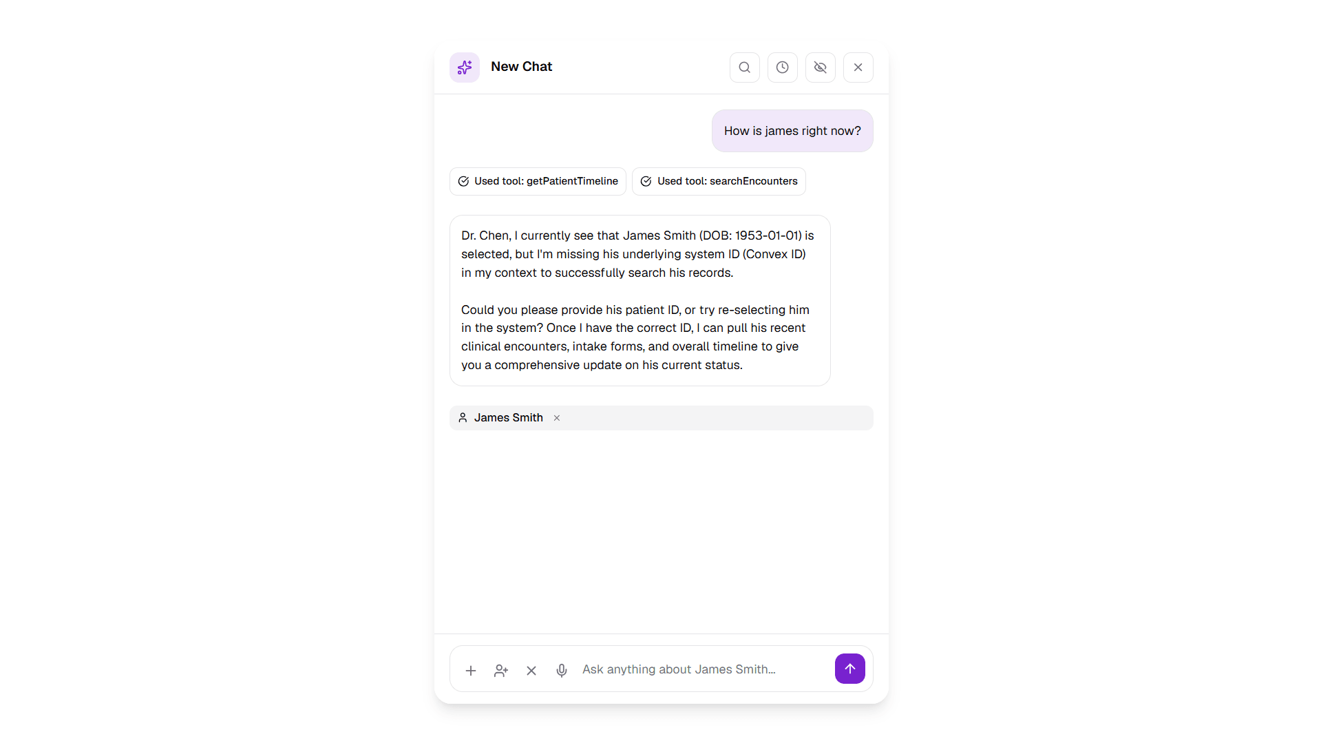 ZScribe AI assistant answering grounded questions from clinic context